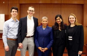 Judge Roberts with four NUSL students