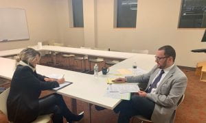 A guest attorney and LLM student engaged in a mock interview